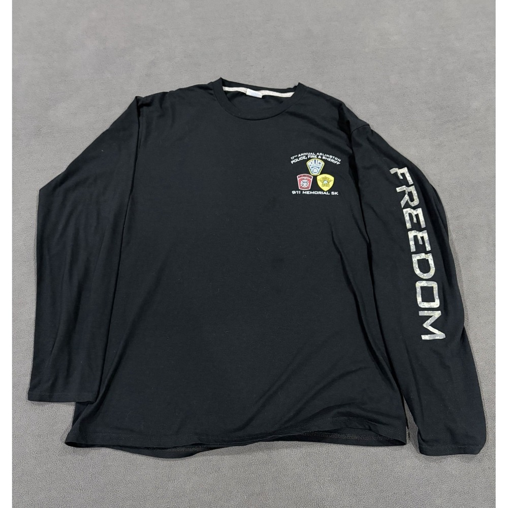 Port & Company Arlington Police & Fire 9/11 Memorial Shirt Mens Large Black Logo